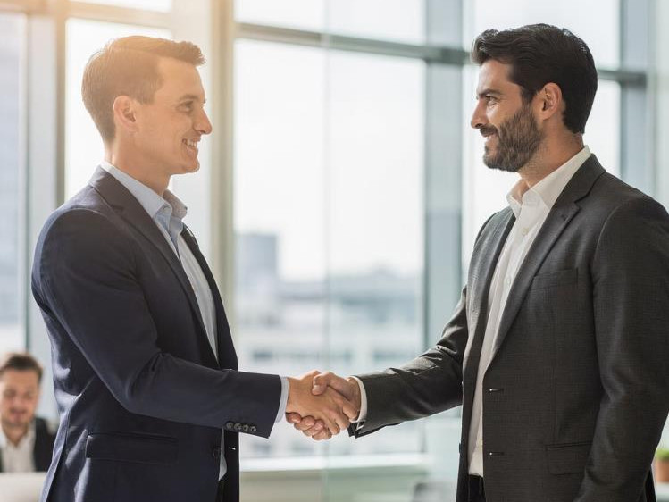 Stretta di mano tra due imprenditori a fine incontro